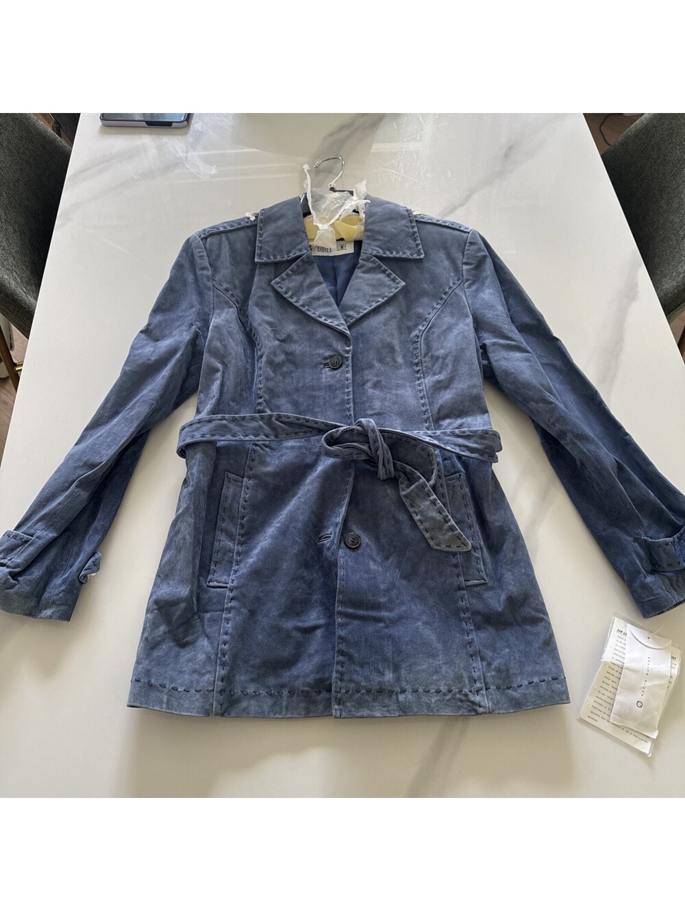 New With Tags - Ladies Blue Leather Suede Guillaume Jacket, Medium